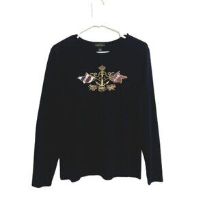 Lauren Jeans Co. Woman's Embroidered Cotton Long Sleeve Shirt